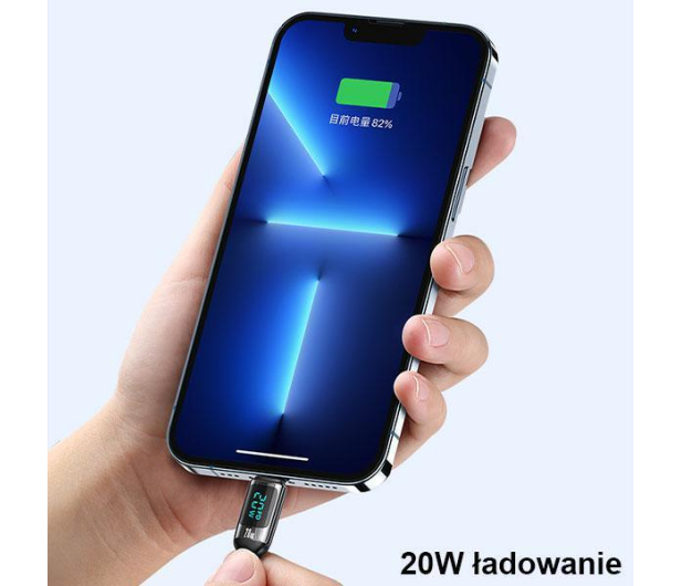 USAMS Kabel pleciony USB-C/Lightning LED 1,2m 20W PD Fast Charge - 1568999 - zdjęcie 5